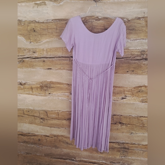 Natural Expressions Mauve Pink Scoop Neck Tie Back Rayon Maxi Dress Size Small - Picture 5 of 9